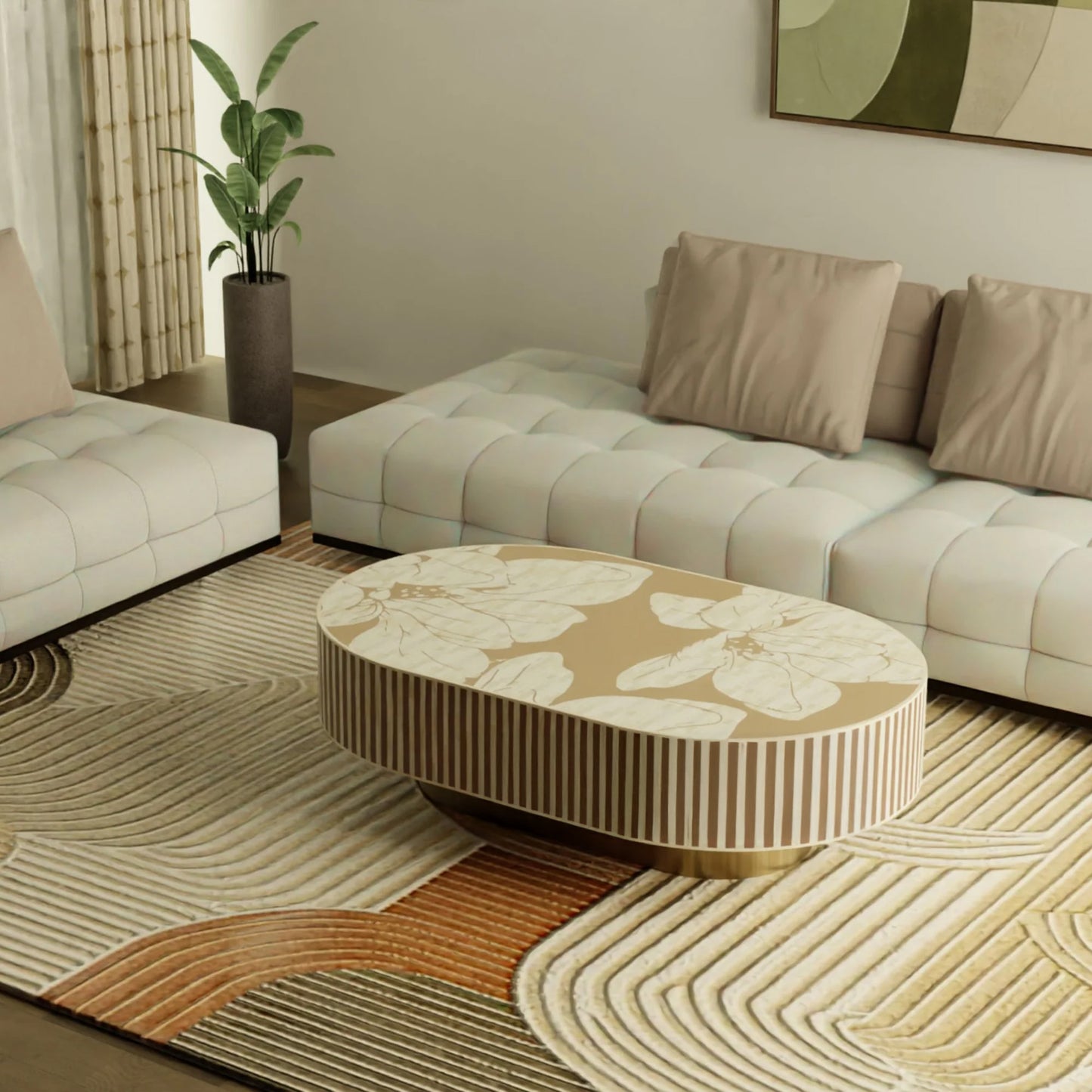 Bone Inlay Center Table