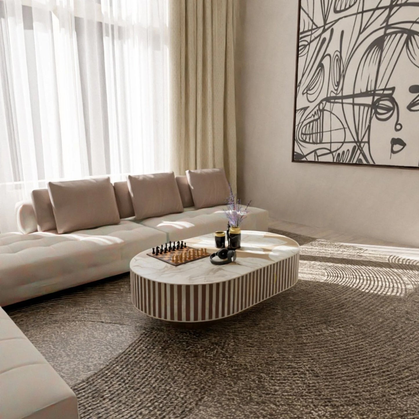 Bone Inlay Coffee Table